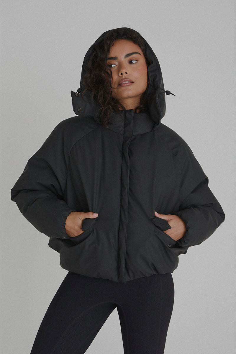 whowhat HOODED JACKET Black