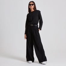  TAILORED WIDE LEG TROUSERS - BLACK