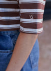 STRIPE BOXY TEE - BROWN