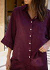 RELAXED LINEN SHIRT - PLUM