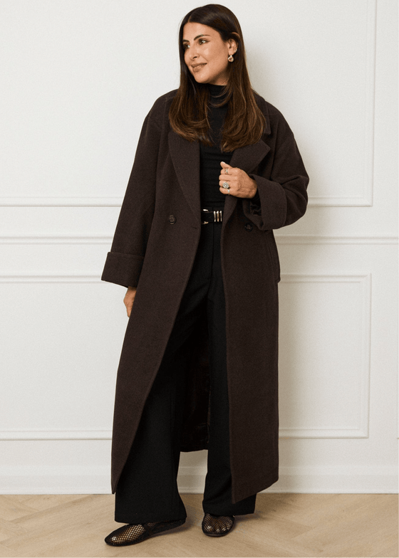RELAXED WOOL BLEND COAT - BROWN
