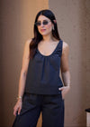 RUCHED BOXY TOP - GRAPHITE
