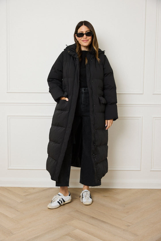 THE FULL LENGTH PUFFER COAT - BLACK