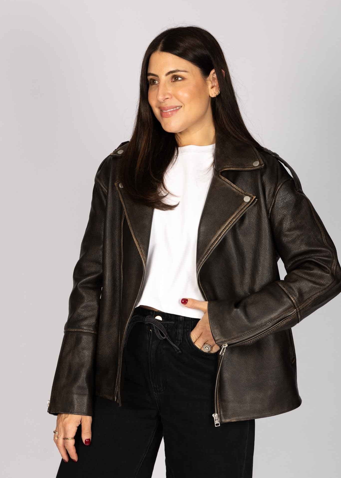 LEATHER BIKER JACKET – WAT THE BRAND