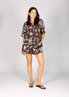RELAXED SHELL PRINT SHIRT - BROWN