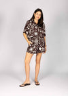 RELAXED SHELL PRINT SHIRT - BROWN