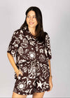 RELAXED SHELL PRINT SHIRT - BROWN