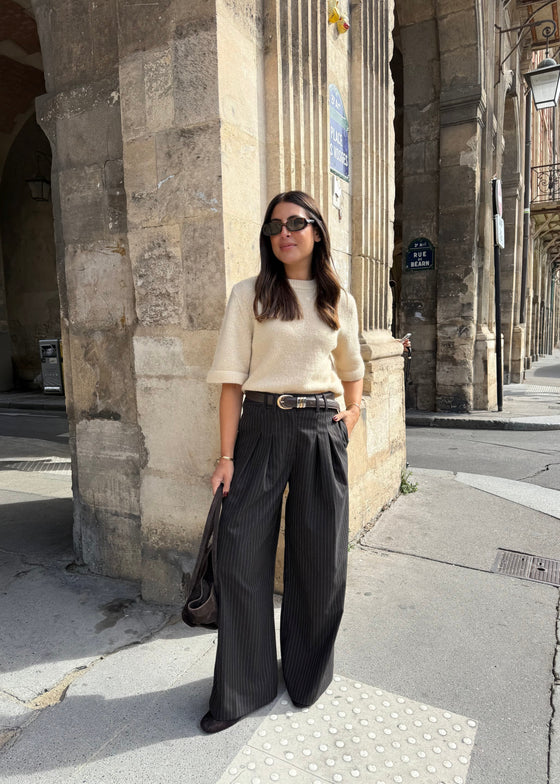 SHORT SLEEVE KNIT - CREAM