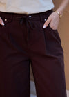 STRAIGHT LEG COTTON TROUSER - BROWN