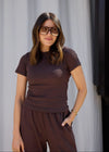 SCULPT RIB T-SHIRT - BROWN