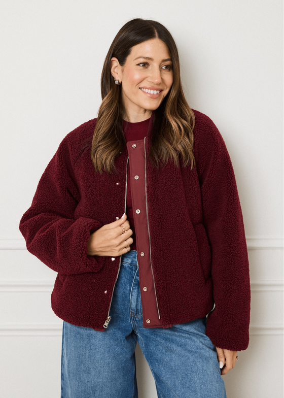 REVERSIBLE BOMBER JACKET - CHERRY