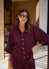 RELAXED LINEN SHIRT - PLUM