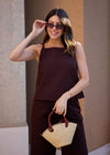 BOXY COTTON TOP - BROWN