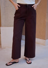 STRAIGHT LEG COTTON TROUSER - BROWN