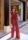 RELAXED WIDE LEG TROUSER - RUST