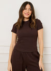 SCULPT RIB T-SHIRT - BROWN
