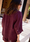 RELAXED LINEN SHIRT - PLUM