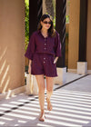 RELAXED LINEN SHIRT - PLUM