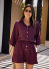 RELAXED LINEN SHIRT - PLUM