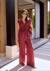 TWO-WAY RUCHED TOP - RUST
