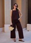 STRAIGHT LEG COTTON TROUSER - BROWN