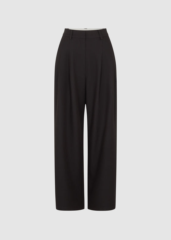 HIGH WAIST TAPERED TROUSERS - BLACK
