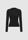HIGH NECK SMOOTH SCULPT LONG SLEEVE TOP - BLACK
