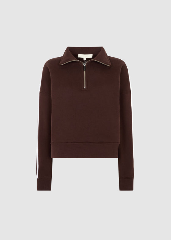 HALF ZIP SWEATSHIRT - BROWN