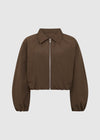 CROPPED VOLUME BOMBER JACKET - MOCHA