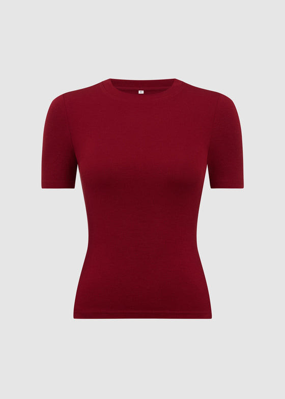SMOOTH SCULPT T-SHIRT - CHERRY