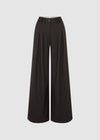 PINSTRIPE TAILORED WIDE LEG TROUSERS - BROWN