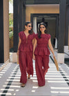 RELAXED WIDE LEG TROUSER - RUST