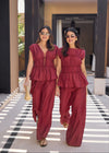 TWO-WAY RUCHED TOP - RUST