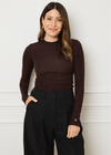 SMOOTH SCULPT LONG SLEEVE TOP - BROWN