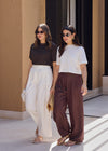THE SIGNATURE WIDE LEG TROUSER - WARM BROWN