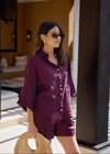 RELAXED LINEN SHIRT - PLUM
