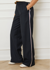 PINSTRIPE WIDE LEG TROUSERS - NAVY