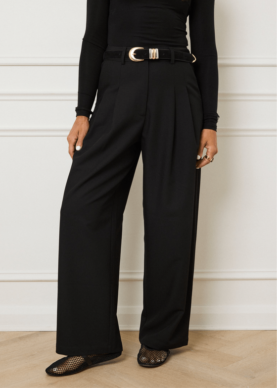 HIGH WAIST TAPERED TROUSERS - BLACK