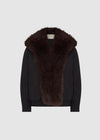 COMING SOON FAUX FUR COLLARED BOMBER - BLACK