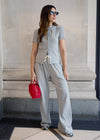 RELAXED RIBBED TROUSERS - LIGHT GREY MARL