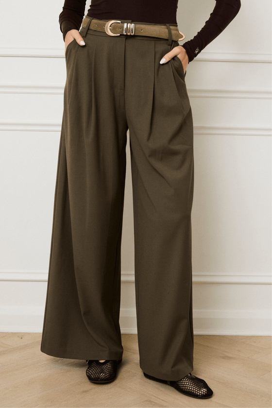 ULTRA WIDE LEG TROUSER - KHAKI