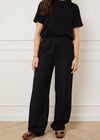 SIDE STRIPE RELAXED TROUSERS - BLACK