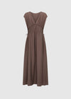 TWO-WAY RUCHED MIDI DRESS - MOCHA