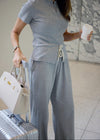 RELAXED RIBBED TROUSERS - LIGHT GREY MARL