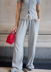 RELAXED RIBBED TROUSERS - LIGHT GREY MARL