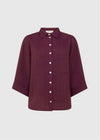 RELAXED LINEN SHIRT - PLUM