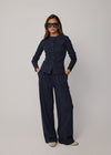 COMING SOON RELAXED RIBBED TROUSERS - NAVY