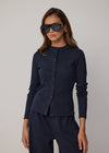 COMING SOON LONG SLEEVE RIBBED CARDIGAN - NAVY