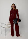 COMING SOON RELAXED RIBBED TROUSERS - BURGUNDY