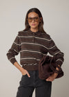 COMING SOON LONG SLEEVE KNITTED POLO - BROWN STRIPE
